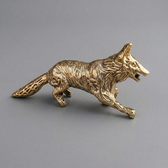 Handcrafted Brass Fox Handle Walking Cane Detachable Wooden Walking Stick, Accessory