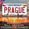 Retro kovová hliníková SPZ UV potisk Nástěnné umění Vintage design Pražské cityscape České republiky pro domácí kavárnu Re