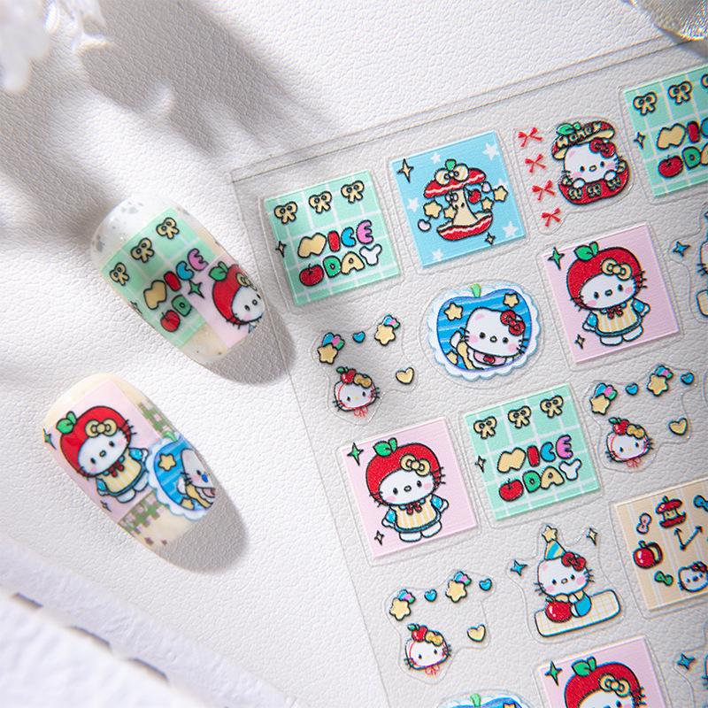 SKY Hello Kitty Embossed Sticker Set - Cute DIY Journal & Phone Case Stickers
