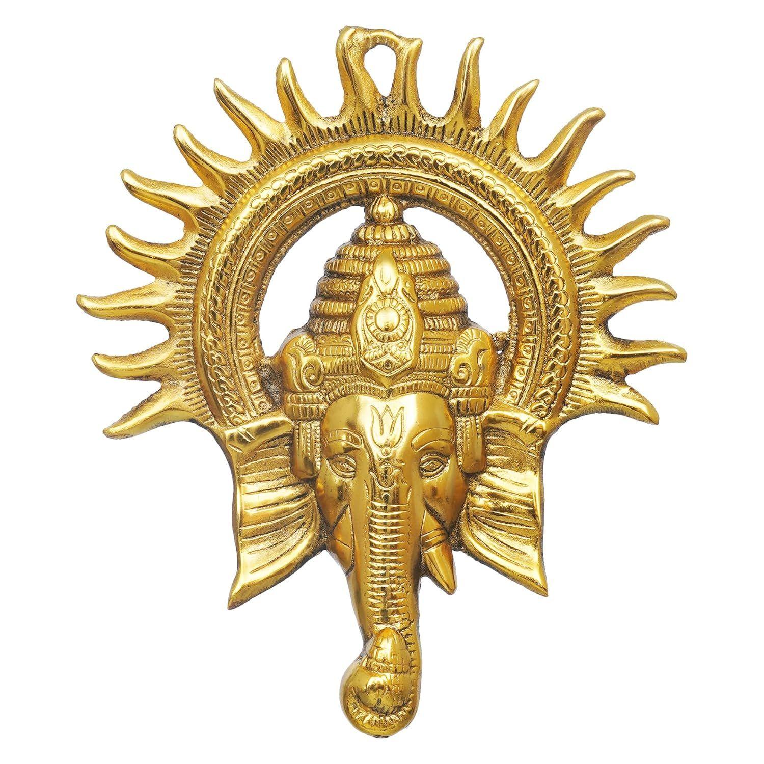 

Golden Metal Sun Decorative Ganesha Wall Hanging | Lord Ganesha Statue Wall Art- Decorative Showpiece for Wall Decor | Diwali Decoration Items