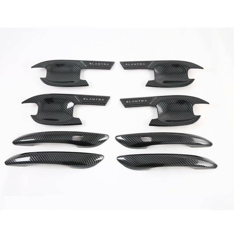 Exterior accessories Carbon fiber pattern car Side Door Handle bowl Cover Trim For Hyundai Elantra Avante I30 sedan -