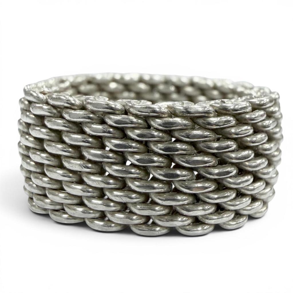 Great TIFFANY&Co. Ring Ring Somerset Mesh Silver 925 Mens Used