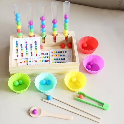 Montessori Early Education Clip Test Tube Color Bead Children Color Cognitive Hand-eye Coordination Brain Educational Toys
