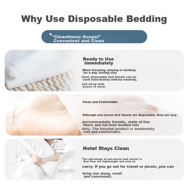 Banzheni Disposable Three-Piece Set: Bed Sheet, Travel Hotel Protective Cover, Pillowcase, Sleeping Bag, Train Single/double Bedding for Large Beds