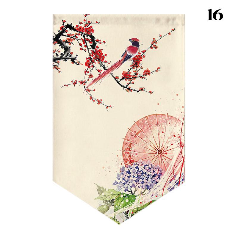 Chinese Landscape Painting Short Curtain Restaurant Cafe Decor Noren Home Window Decor Hanging Half Curtain Kitchen Partition