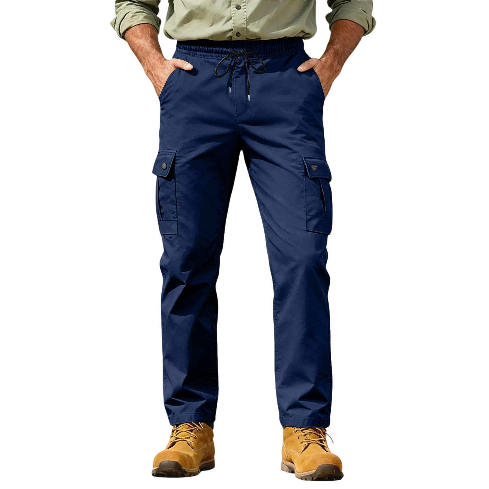 

Мужские брюки для работы свободного кроя, стрейч, с поясом на кулиске XL тёмно-синий