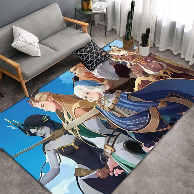 AFK Journey Game Characters Area Rug, Fantasy Anime Print Non-Slip Floor Carpet for Bedroom
