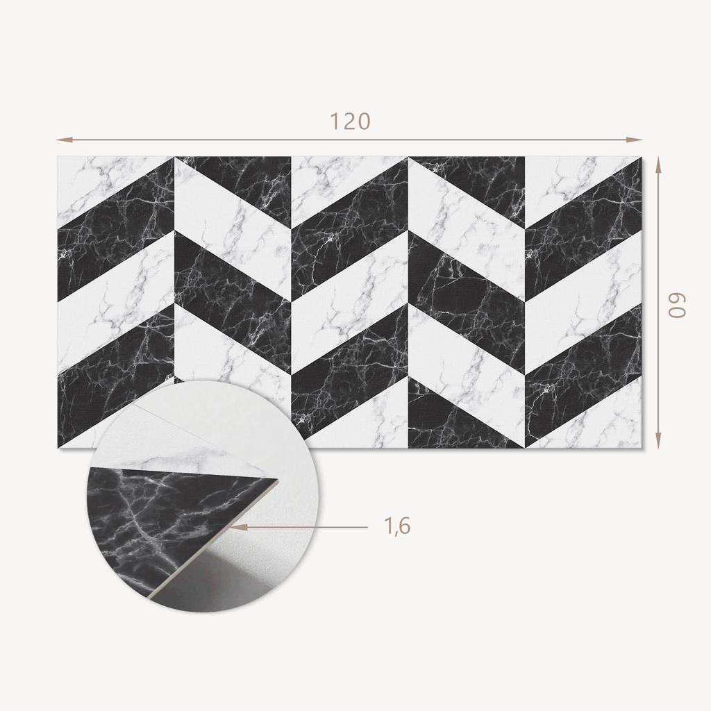 Self-Adhesive Vinyl Panel With Decorative Print 120x60 Cm Marble Herringbone Pattern