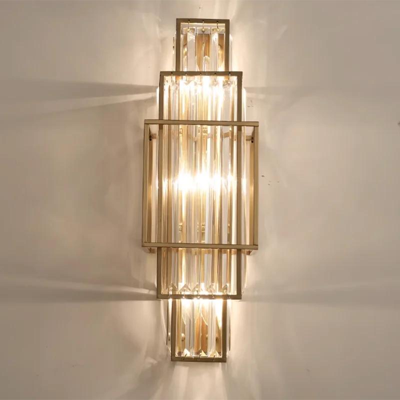 Nordic minimalist luxury glass crystal wall lamp modern design living room home decoration geometry indoor LED lighting fixtures