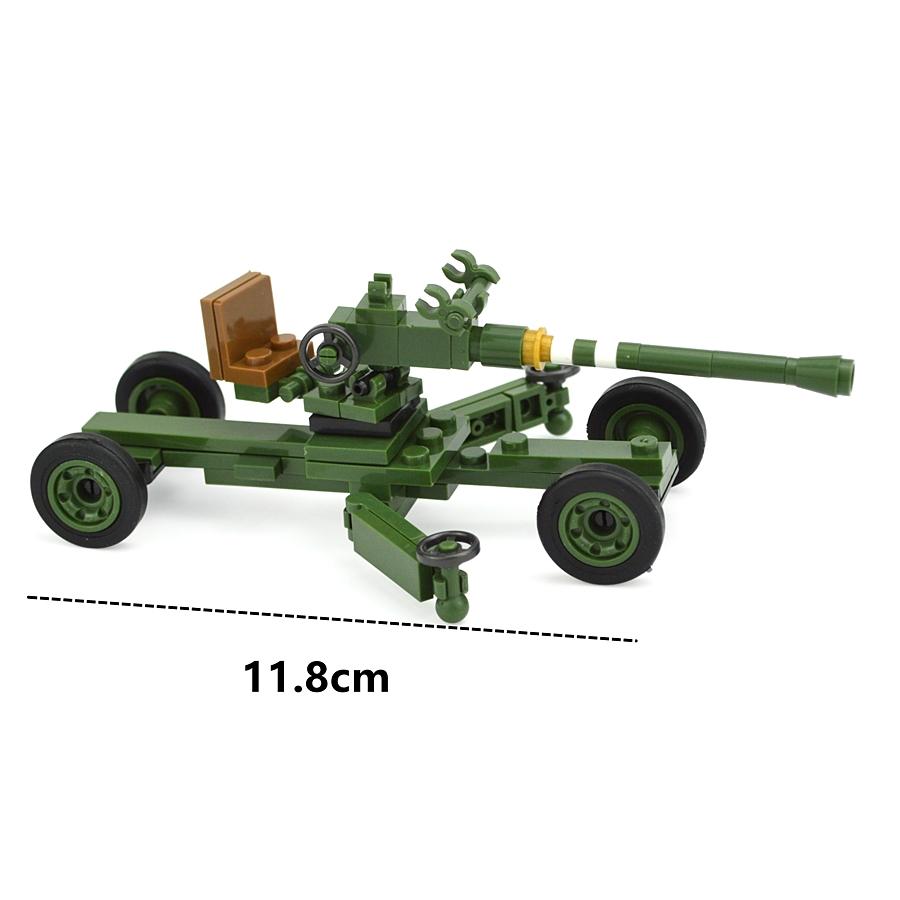 WW2 Gun Cannon Building Block Set Military Weapons German Soviet Soldiers Figure Anti-tank Gun Anti-aircraft Rocket Scale Model Army Toys  Playsets