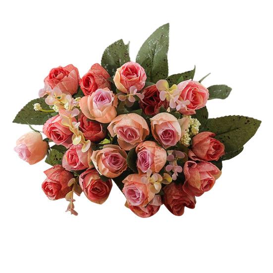 

Букет искусственных роз, многоразовые искусственные цветы, не требующий ухода пучок искусственных роз для центрального элемента стола, свадебной вечеринки, домашнего декора розовый