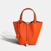 2026 Women's Genuine Leather Cowhide Basket Bucket Bag - Versatile, High-End Handbag