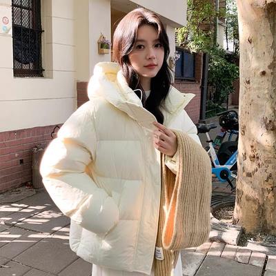 Koreanische Version Kurze Daunen Baumwollkleidung Damen Winter Neu Locker Vielseitig Thermisch Kapuzenjacke mit Baumwollfütterung