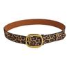Women's Fashionable Leopard Print Leather Belt with European Style Metal Buckle