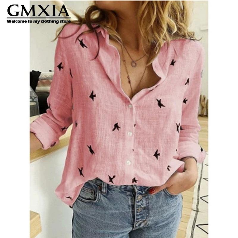 GMXIA Damska Moda Casual Rekreacyjna Bluzki i Koszule z Długim Rękawem z Kołnierzykiem POLO