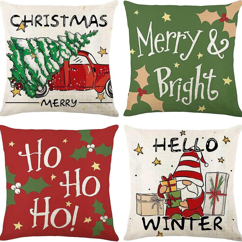 New Christmas Combination Pillowcase Christmas Hat Bell Dwarf Pillowcase Home Holiday Decoration Cushion Cover