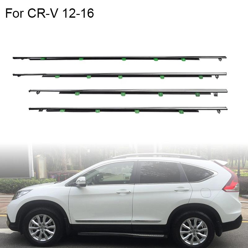 Chrome 4Pcs Window Rubber Trim For Honda CRV CR-V 2012-2016 Weatherstrip Seal Door Outer Moulding Trim Glass Seal Belts Silver Chrome