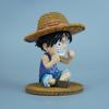9cm Anime One Piece Childhood Luffy Sitting Posture Figures Small Size PVC Character Model Toy Desktop Ornament Collectible Gift