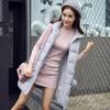 New women's clothing medium and long vest long women's pocket hairball vest down cotton jacket