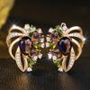 Rainbow Crystal Zircon Stone Heart Hoop Earrings For Women Vintage Gold Color Wedding Jewelry