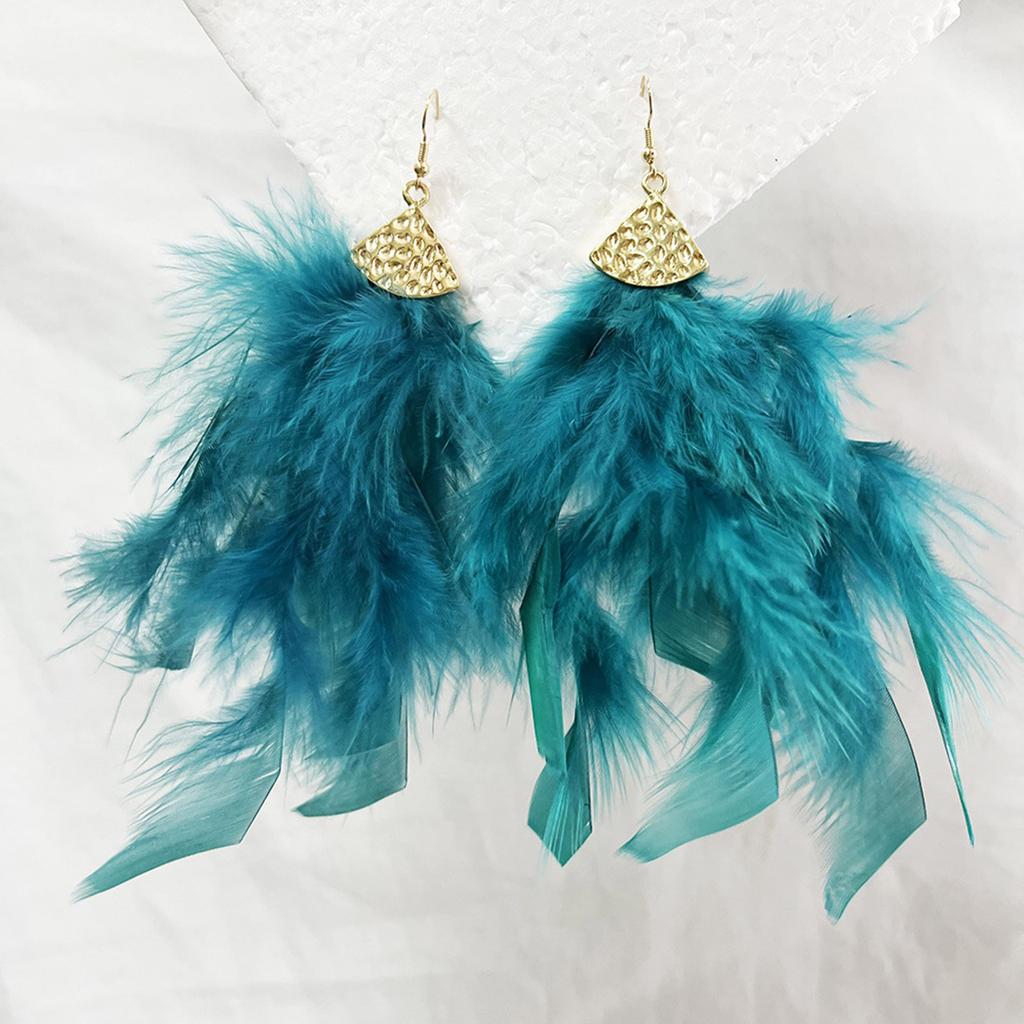 Bohemian Feather Tassel Drop Earrings Lightweight Hypoallergenic Handmade Feather Ear Drops Jewelry For Women
