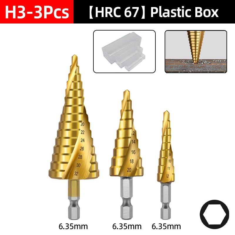 HSS Titanium Step Drill Bit Set For Metal Wood Punch Hole Cutter Conical Stage Stepped Drills Power Tools 3-12 4-12 4-20 4-32mm