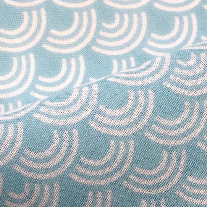 Dyeing Anbo Soft Gauze Tenugui Sky Authentic Dyed Cotton with Hemmed Made in 35cm x 100cm "Seigaiha Blue" 100% Edges, Japan,