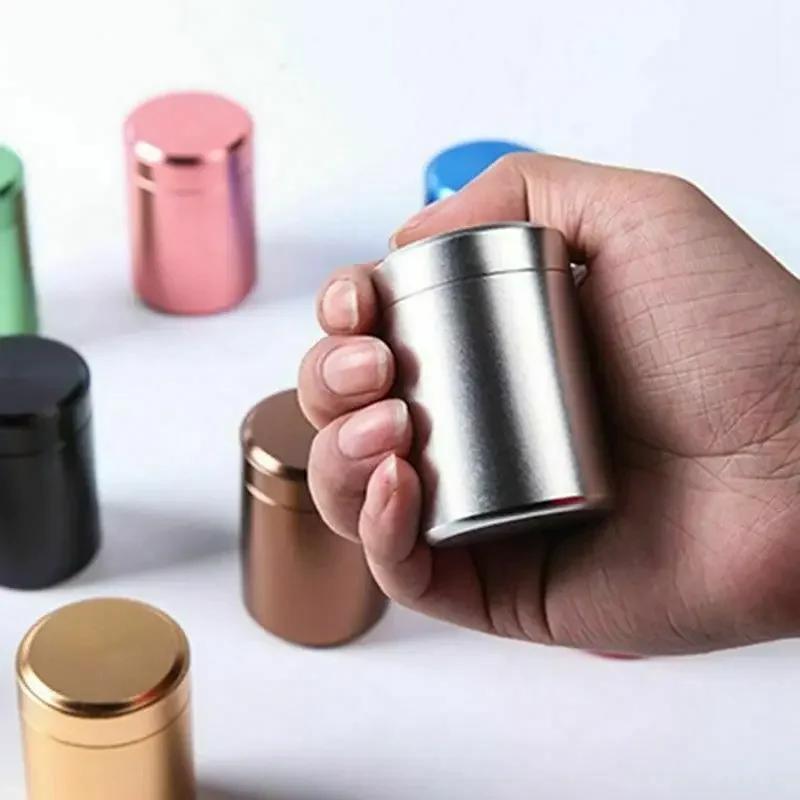 Mini Tea Can Metal Box Aluminum Alloy Portable Sealed Jar Travel Moisture-proof Solid Color Nut Candy Food Storage Container