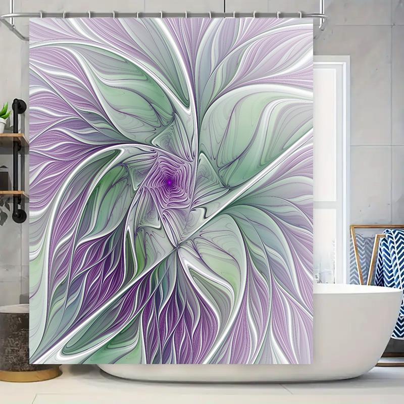 

Stylish Purple Green Floral Print Shower Curtain For Bathroom Decor W60H190(CM)-1 Pcs