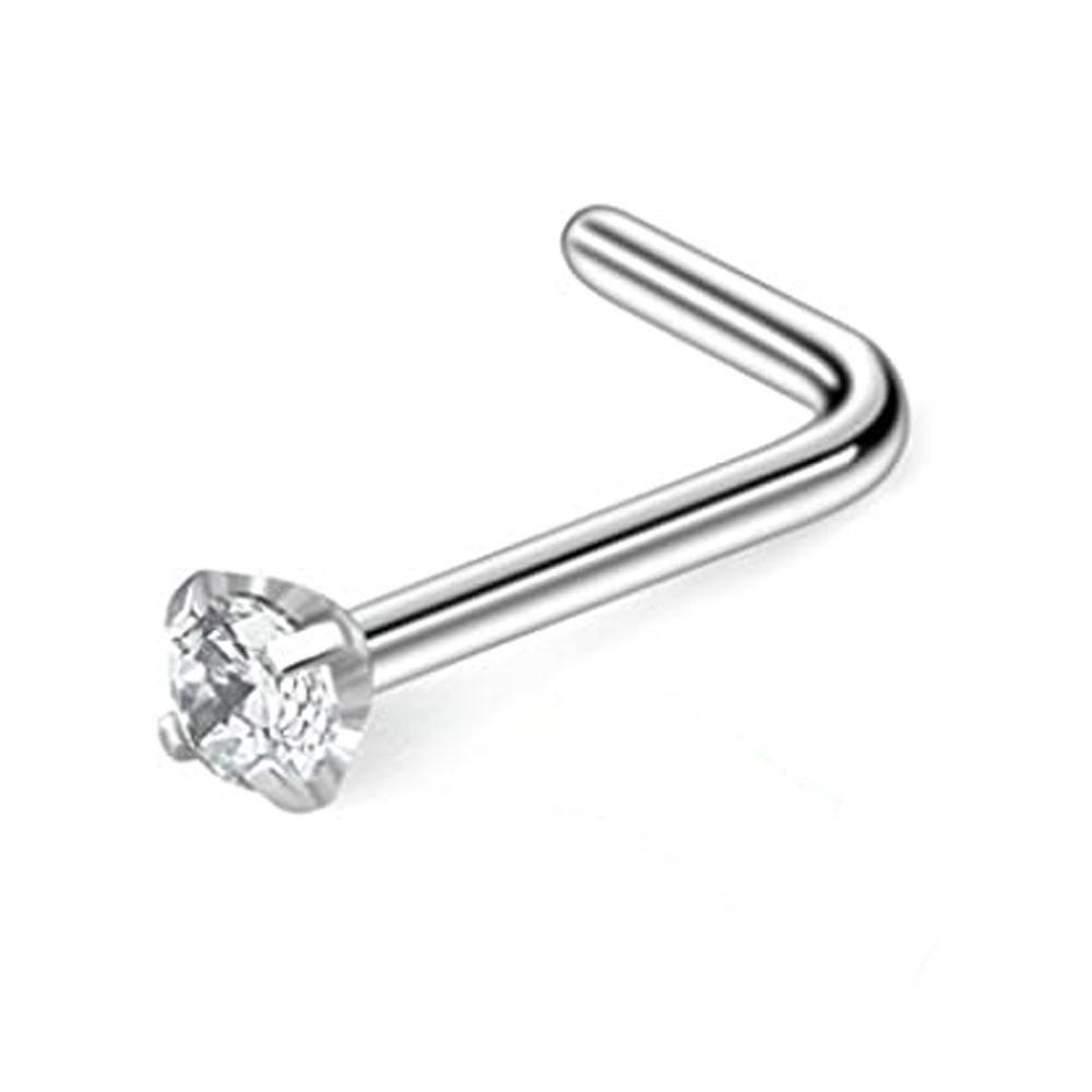 Multi-Color Zircon Stainless Steel S-Bar Nose Studs Jewelry