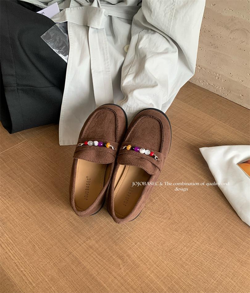 

Old Beijing cloth shoes women s single shoes black soft-soled work shoes Doudou shoes one pedal lazy shoes flat shoes mother shoes 39 темно-коричневого кольору