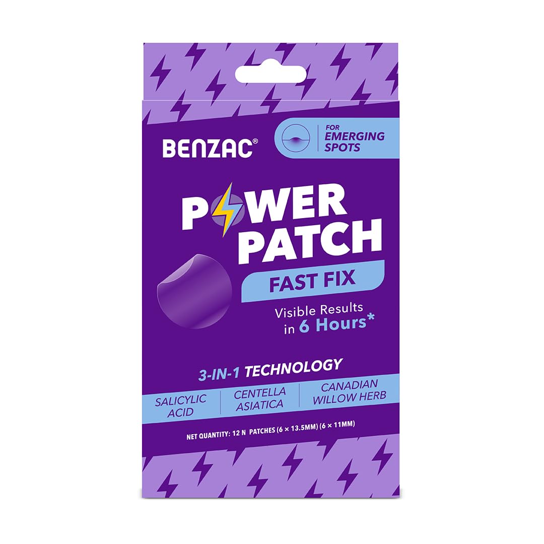 Benzac Power Patch | Fast-Acting Pimple Patch | 6-Hour Visible Results | Ultra-Thin & Invisible Acne Patches | Shrinks, Soothes & Fades Pimples | D