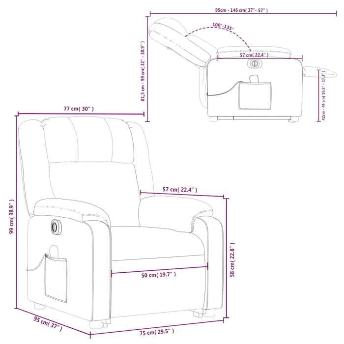 VidaXL Fauteuil inclinable de massage électrique Gris clair Tissu 3205238