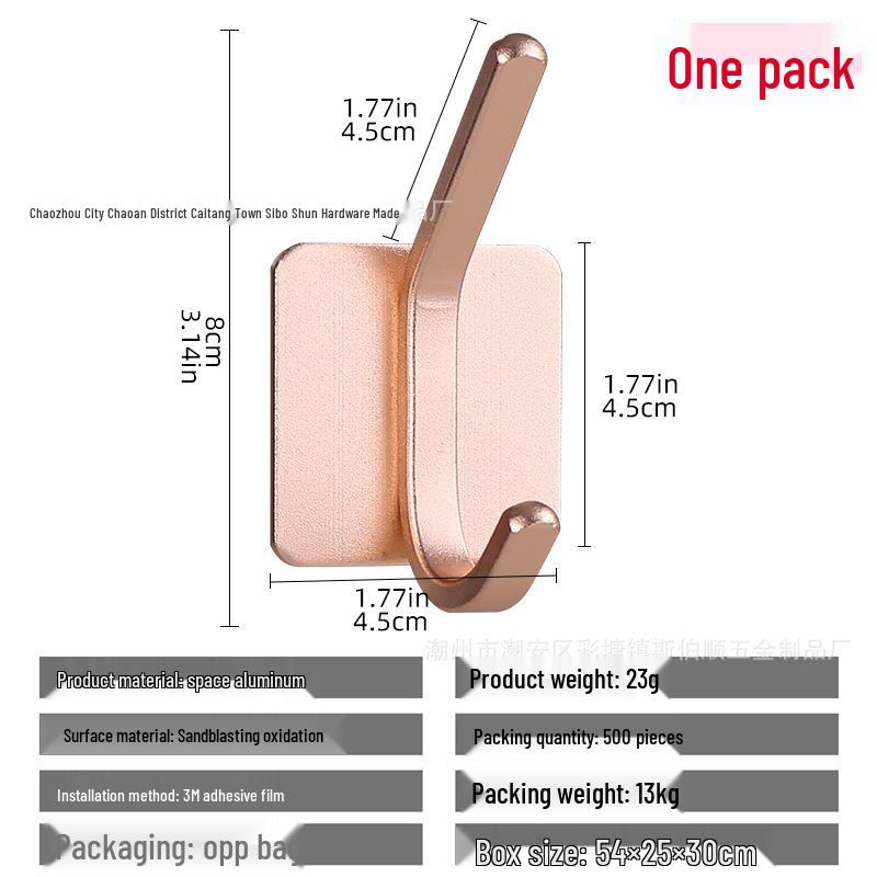 Seamless Metal Space Aluminum Hook for Bathroom & Kitchen