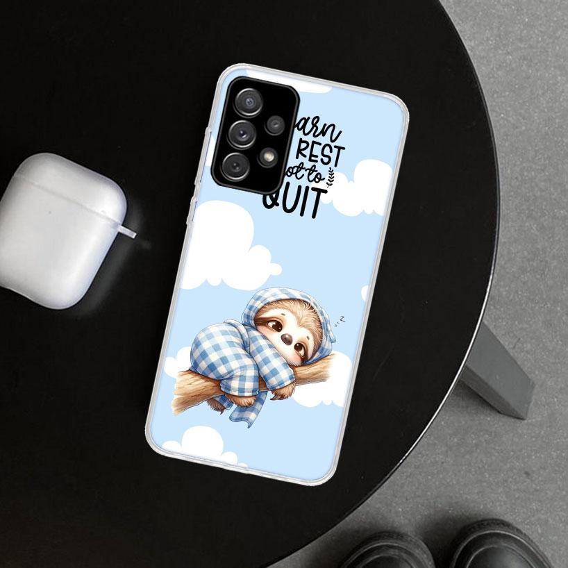 

Animal Cute Cartoon Sloth Coffee Phone Case Cover for Samsung Galaxy A12 A22 A32 A52 A72 A02S A51 A50S A31 A20S A10S Note 20 Ult Samsung A22 4G