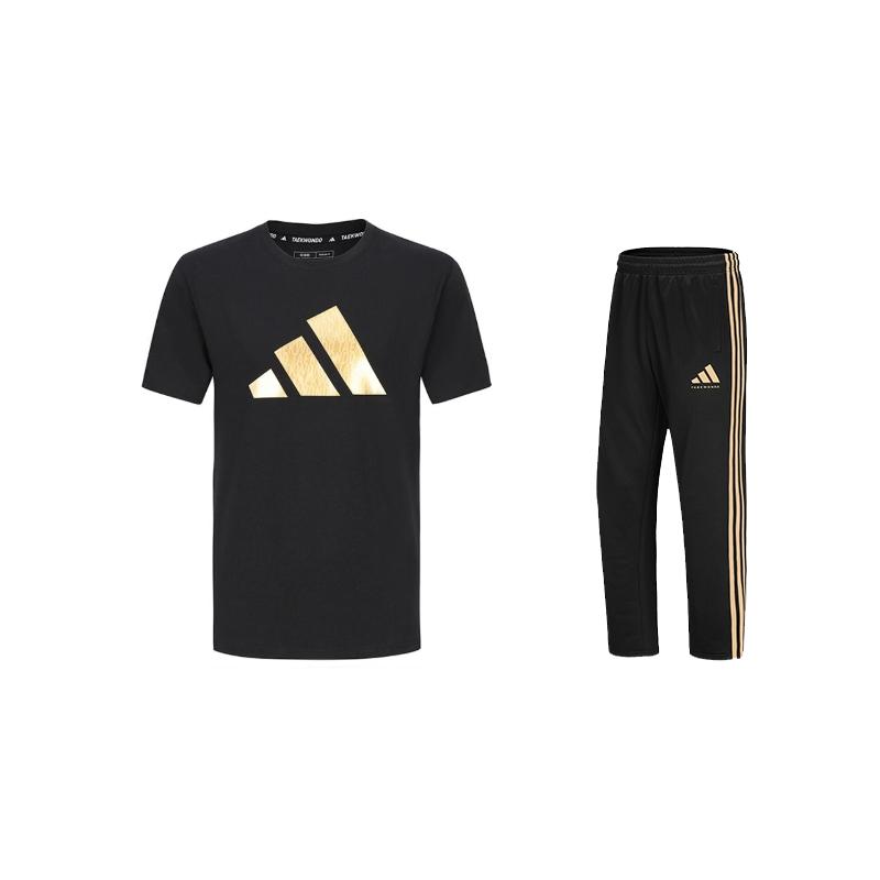 

Adidas Taekwondo Pullover Round Neck Simple Short Sleeve T-Shirt Comfortable Striped Fashion Long Pants Casual Sports Suit ADICLTSPSTK-BG+TR30PT-BG 3XL