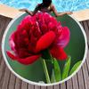 Botanical Peony Floral Round Beach Towel,Microfiber Sand Resistant Beach Blanket,Soft Absorbent Quick Dry Pool Towel Picnic Mat