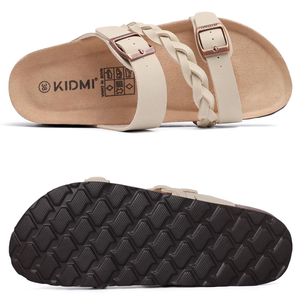 Gacimy Women's Summer Cork Sandals Comfortable Cork Footbed Slippers With Adjustable Buckle  Fashion  Slides