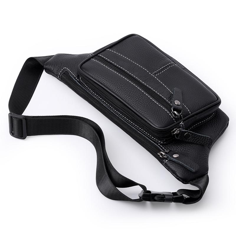 PU Waist Bag Men's Mobile Phone Bag Outdoor Sports Cycling Chest Bag