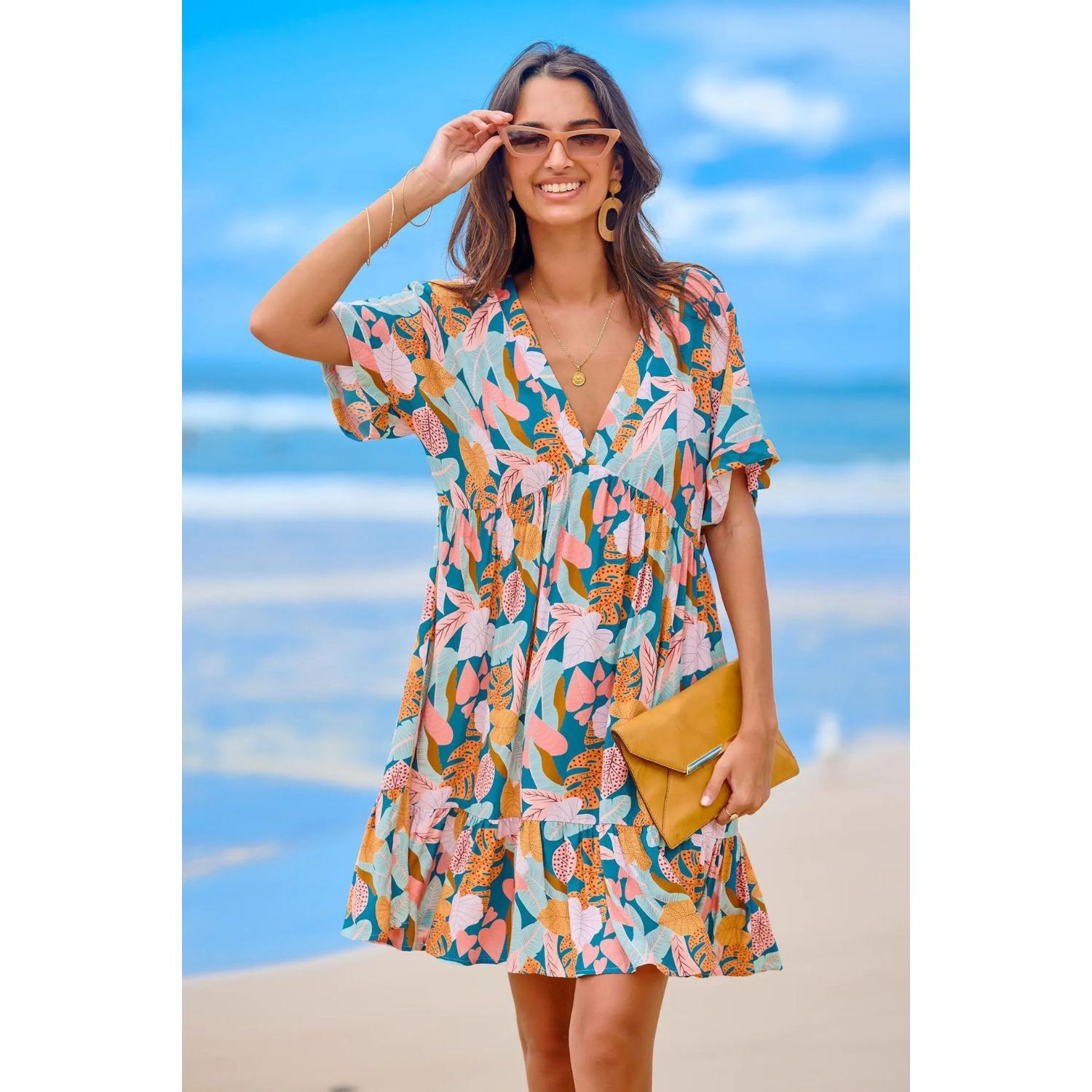 

2025 Новый тренд утягивающего платья с талией, свободное удобное платье, женская мода, элегантное платье, весна-лето, принт XXL