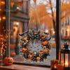 Durable Halloween Porch Decoration Pumpkin Pendant with Hanging Chain Waterproof Acrylic Welcome Front Door Sign for Window Wall Indoor Outdoor