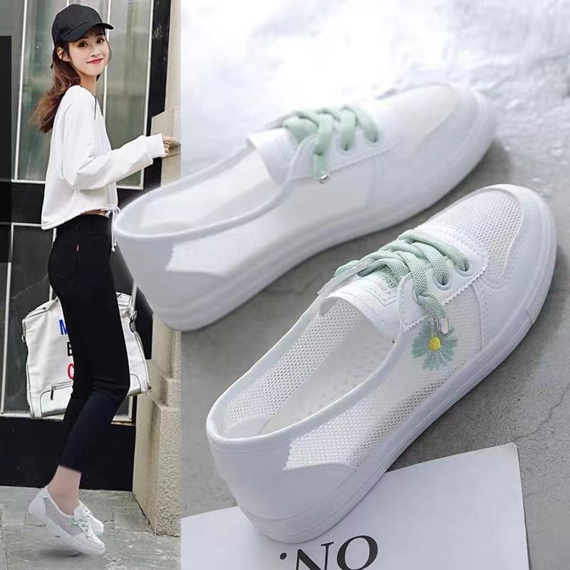 

2025 летняя новая женская обувь дышащая сетчатая белая обувь для студентов обувь для скейтбординга интернет знаменитости универсальная плоская подошва повседневная легкая 41