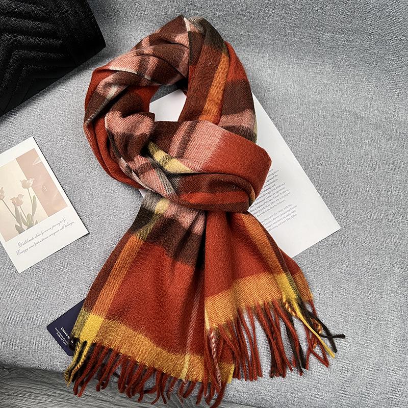2024 Women's Winter British Style Scarf: 100% Pure Australian Wool, High-End & Warm