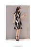 Summer Striped Floral A-Line Dress: Short-Sleeved, Slim Fit & Elegant Swing Design for Women