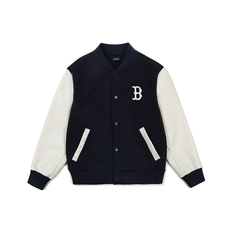 MLB Boston Red Sox Buchstabenstickerei Patchwork Baseballtrikot Unisex Trikot Dunkelblau 31JP06061-43N XS white