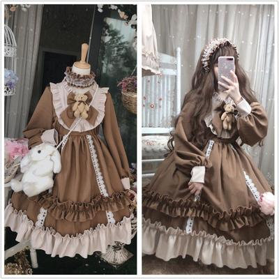 Γυναικείο χαριτωμένο φόρεμα Lolita OP Ιαπωνικό φόρεμα Harajuku κούκλα μακρυμάνικο Φούστα Lolita Άνοιξη Καλοκαίρι απαλό κορίτσι Lolita