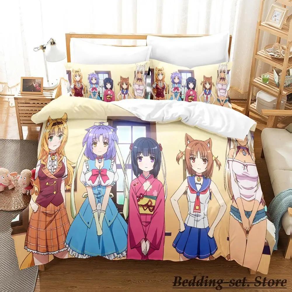 Brandneues NEKOPARA OVA Bettwäsche-Set Einzelbettgröße Größe Einzelbettgröße Doppelbettgröße Queen-Size King-Size Größe Bett-Set Schlafzimmer für Erwachsene und Kinder Bettbezug-Sets Anime parure de