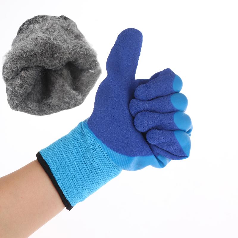 1 Pair Waterproof Work Safety Glove Winter Thermal Gloves Anti-Slip Grip Rubber Garden Gloves For Worker Builder Hands Protection