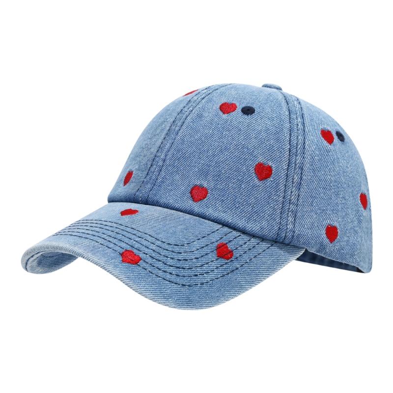 Fashionable Heart Embroidered Cotton Baseball Cap For Women Men Trendy Design Soft Comfortable Adjustable Size 54-60cm