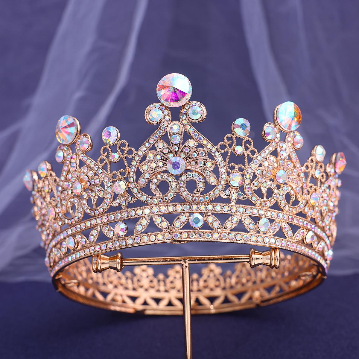 

Головной убор в стиле барокко, зеленая роза, красный кристалл, тиара, корона для женщин и девочек, свадебное платье принцессы для волос, аксессуары для вечеринок